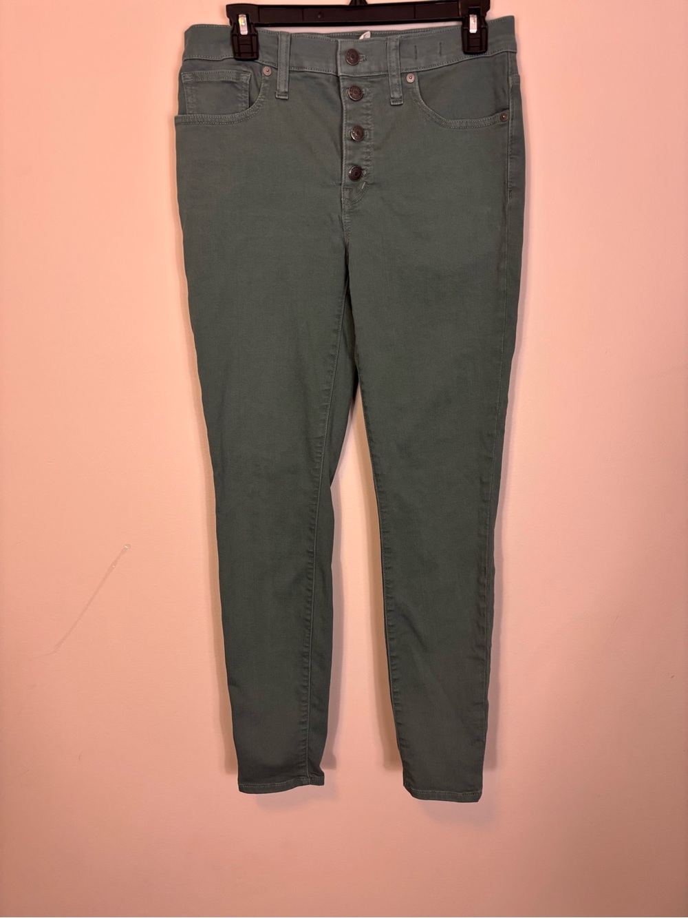 Madewell Women's Green High-Rise Button-Fly 9” Skinny Jeans 28